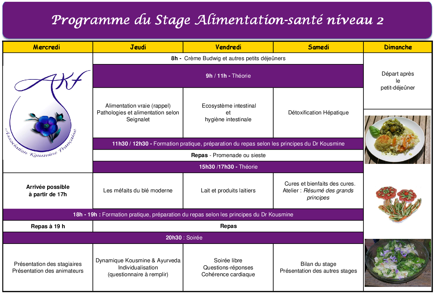 Programme Stage Alimentation-santé niveau 2